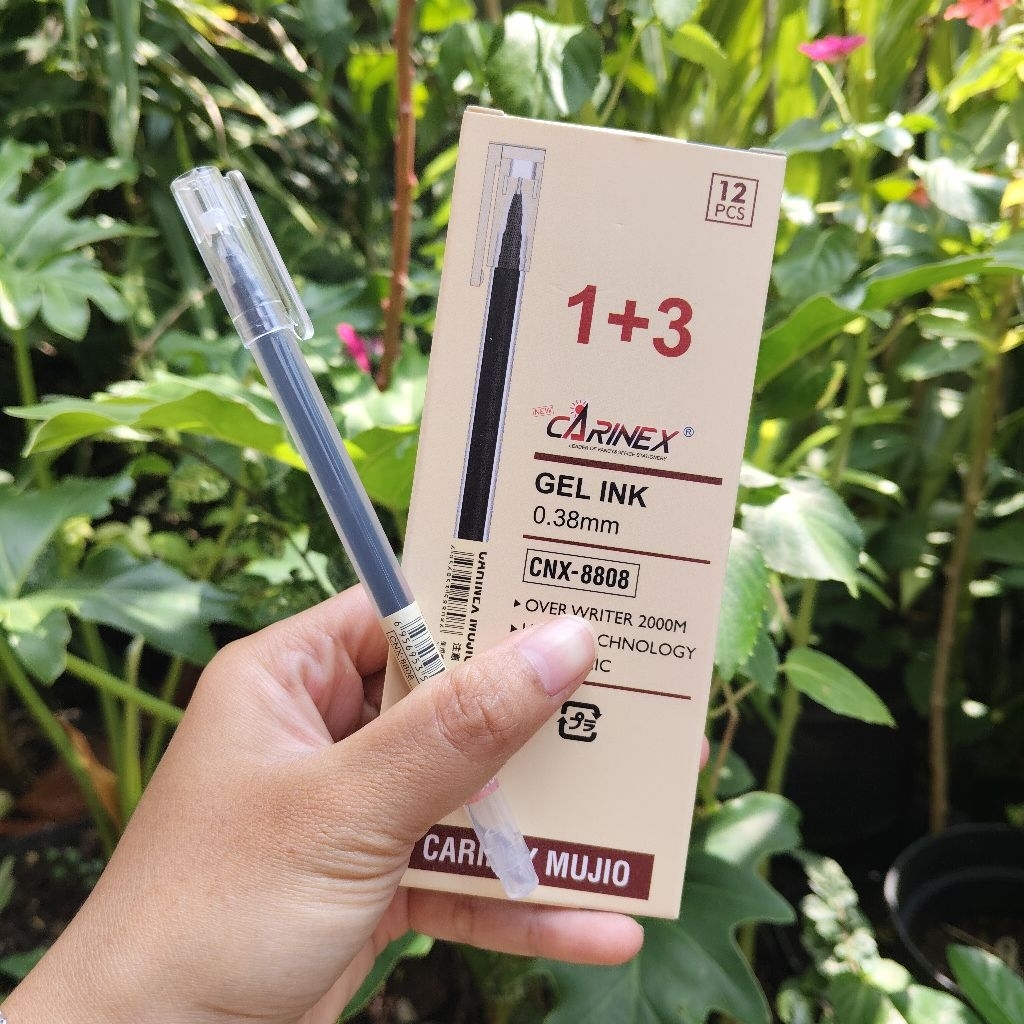 12pcs / 0,38mm / pulpen carinex mujio / cnx-8808 / carinex bolpoin gel