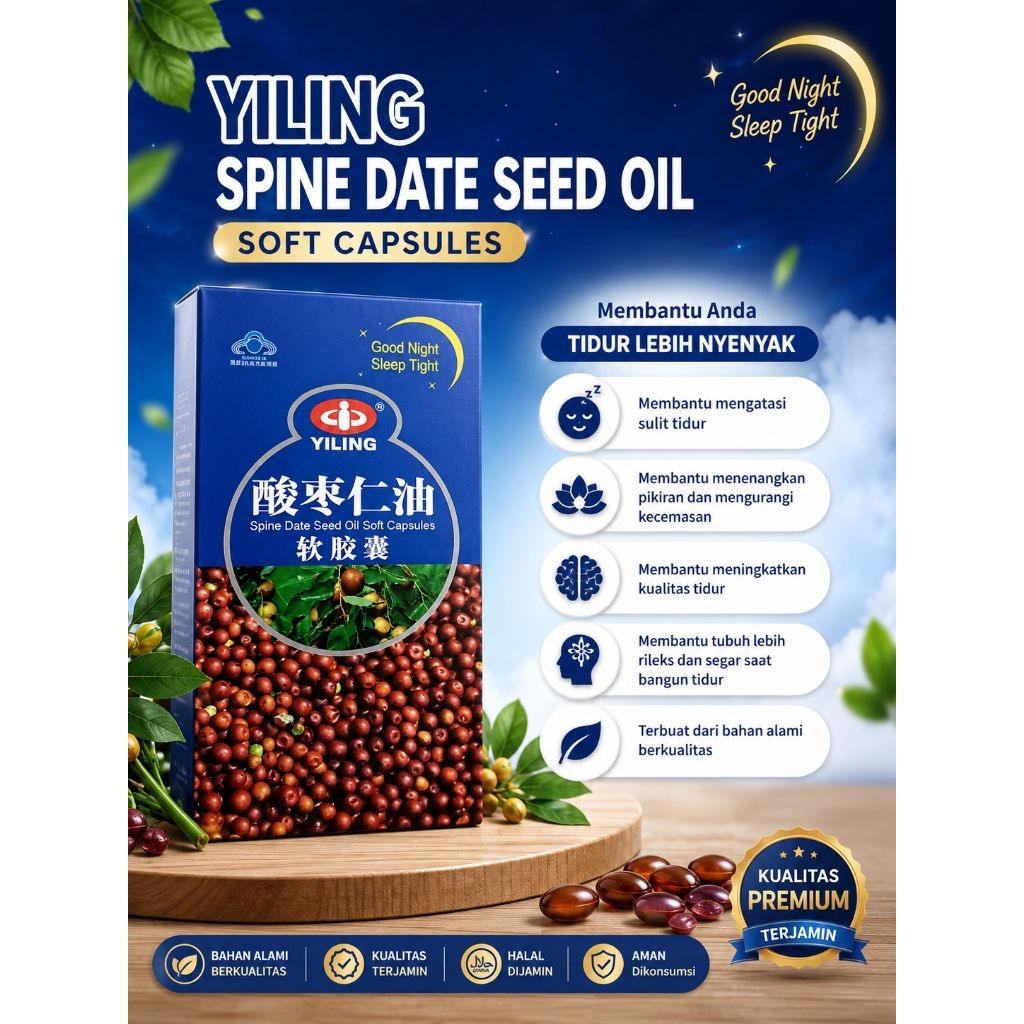 YILING - Spine Date Seed Oil Soft Capsules : tidur nyenyak
