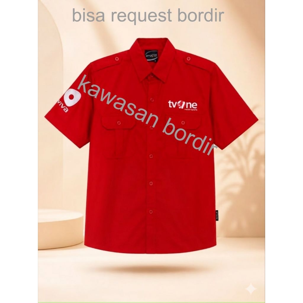 Bordir kemeja tvOne baju tvOne seragam tvOne pdh tvOne kemeja kerja tvOne kemeja reporter bisa custo