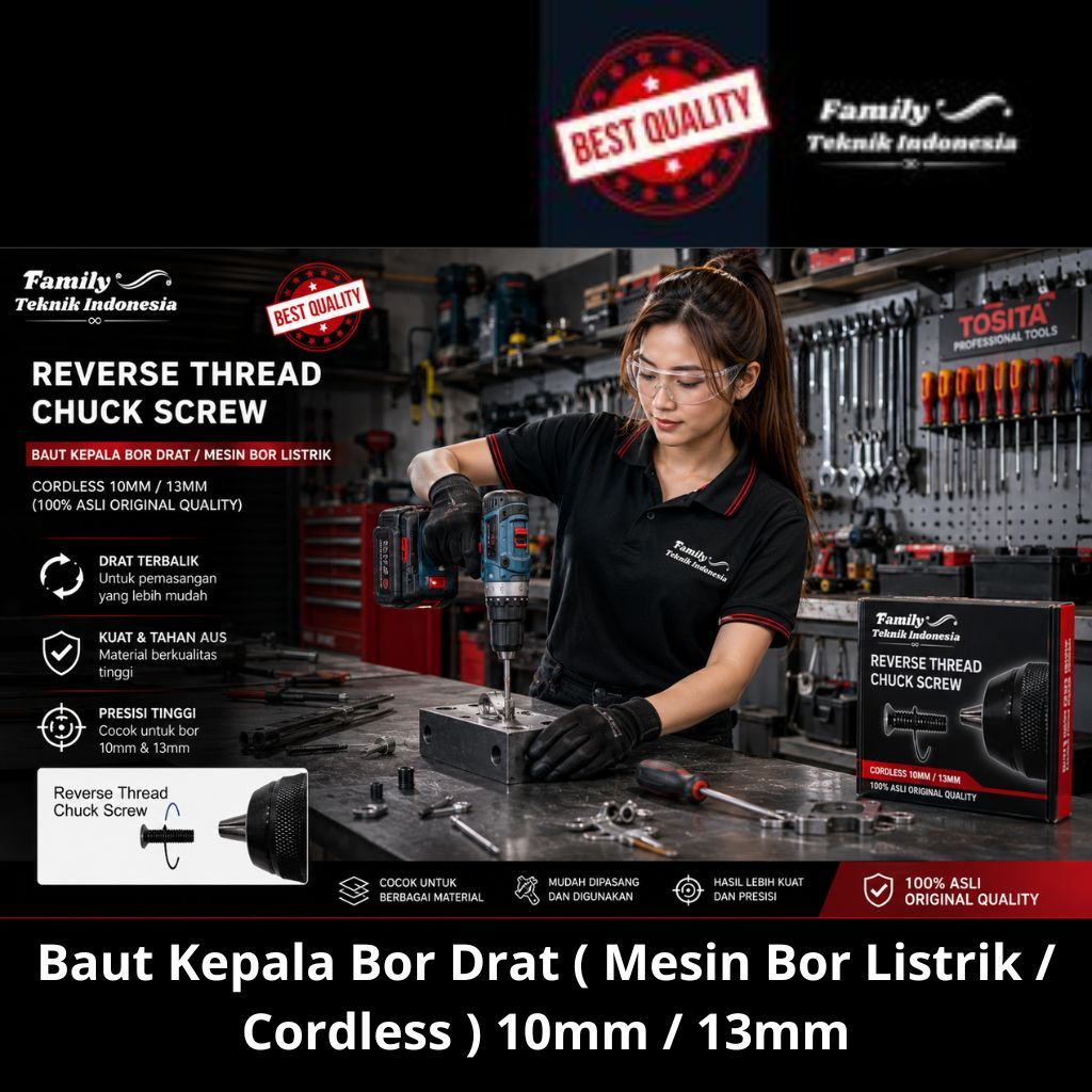 Baut Kepala Bor Drat / Mesin Bor Listrik / Cordless 10mm / 13mm