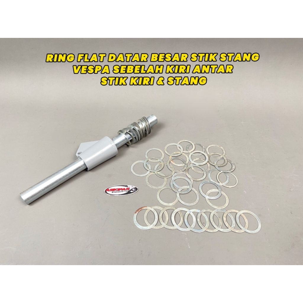 RING FLAT DATAR BESAR STIK STANG VESPA SEBELAH KIRI ANTAR STIK KIRI & STANG. DI ALUMUNIUM NYA. VESPA
