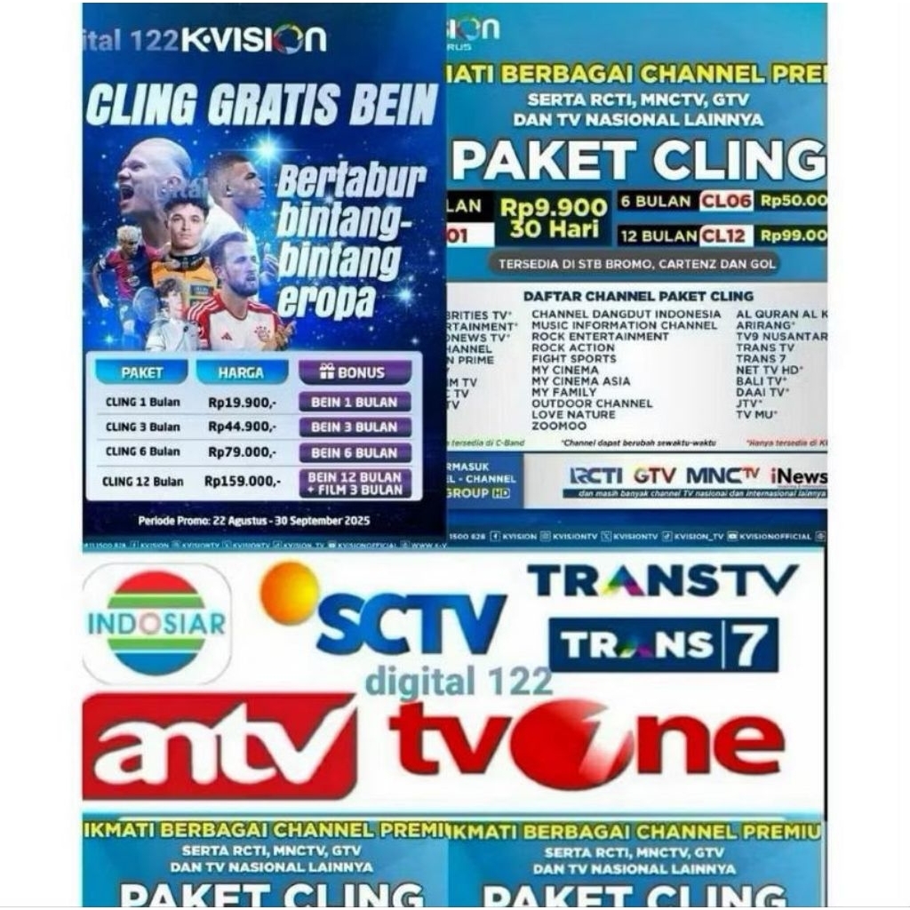 [TERBARU] PAKET CLING K-VISION CLING 6 BULAN - CLING 12 BULAN (MNC /TRANS GROUP DAN CHANNEL LOKAL)