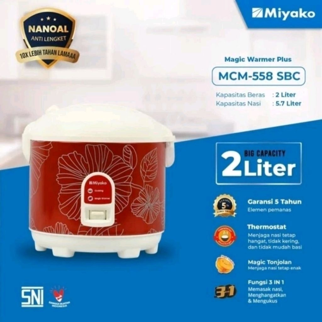 Rice Cooker/Magicom Miyako MCM-558 SBC (2Ltr)
