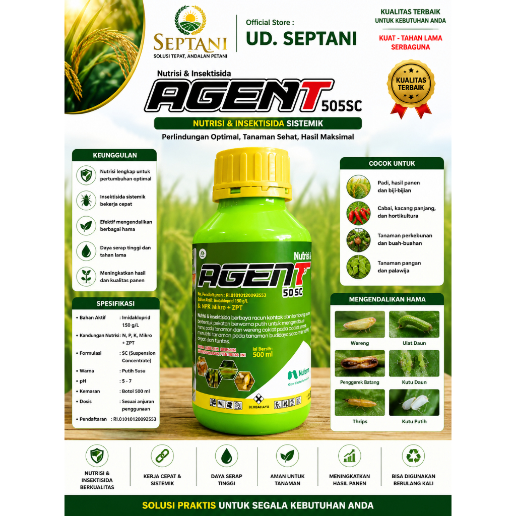 AGENT 50 SC 500 ML NUFARM INSEKTISIDA SISTEMIK PEMBASMI WERENG SUNDEP DAN RAYAP