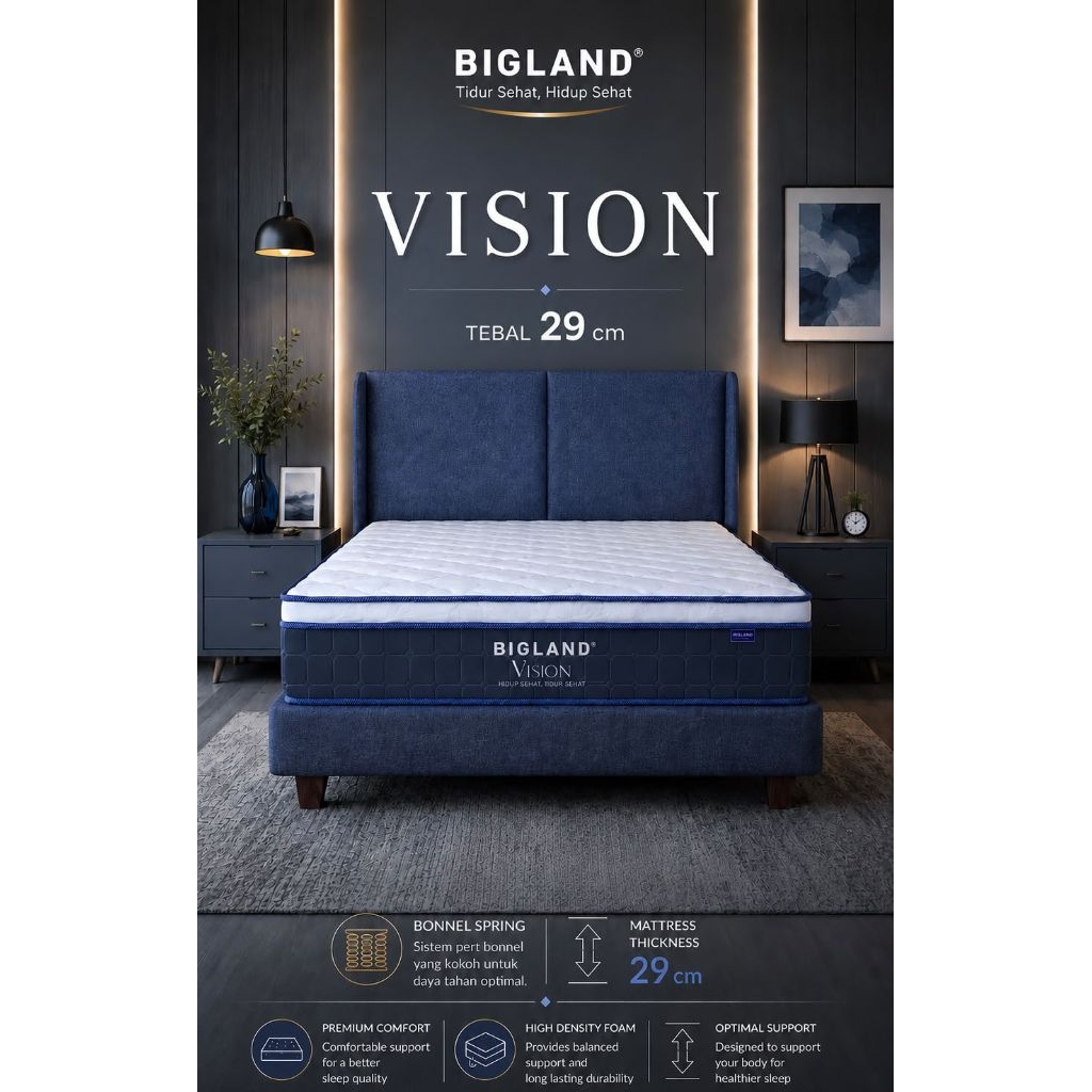 spring bed 160x200 bigland vision tebal 29 cm