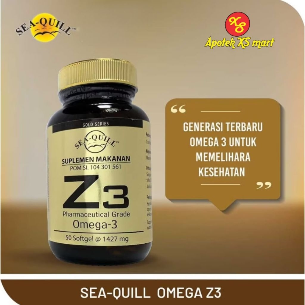 Sea Quill Z3 Omega-3 50 Softgel - Vitamin Kolesterol, Jantung & Daya Tahan Tubuh