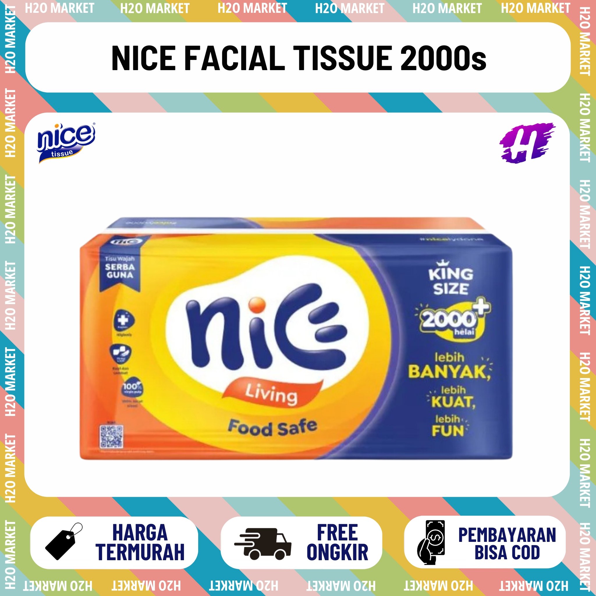 NICE Facial Tisu Tissue 2000s 2 Ply | Tisu Nice 2000 Sheets King Size