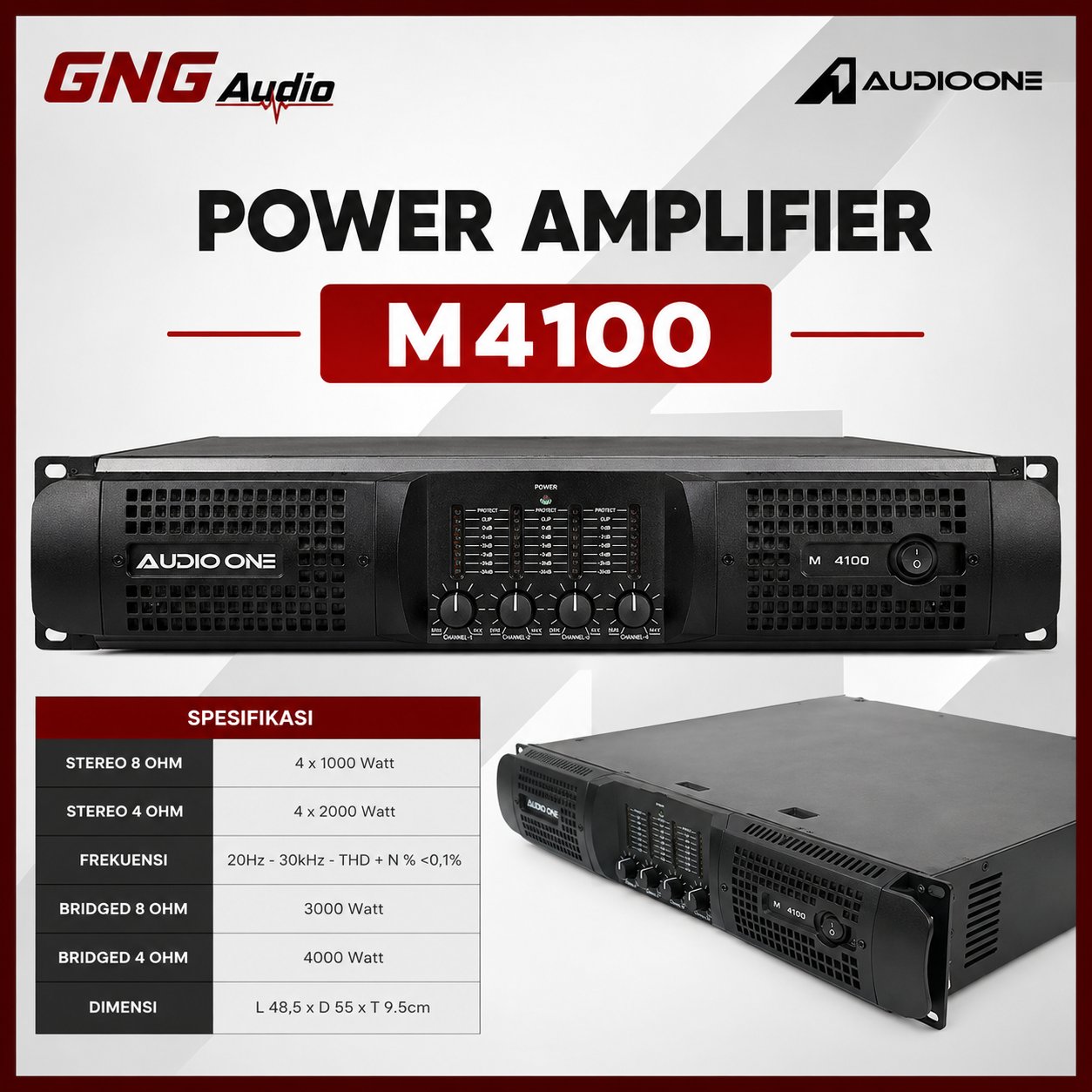 AUDIO ONE Amplifier M4100 4CH | Power Ampli Lapangan Subwoofer Fullrange Besar I GNG AUDIO