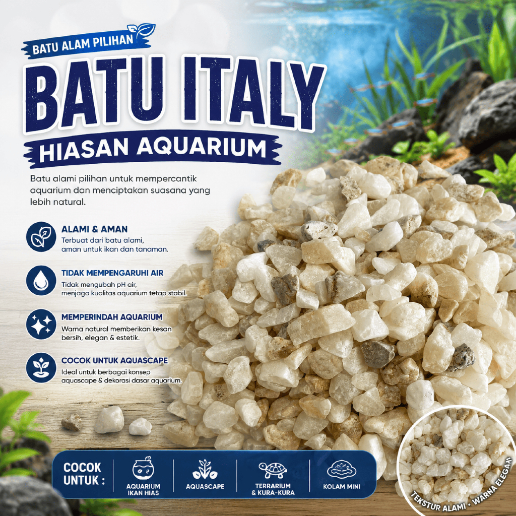 Batu Italy Karungan Batu Itali Hias Coral Putih Aquarium 1 Karung