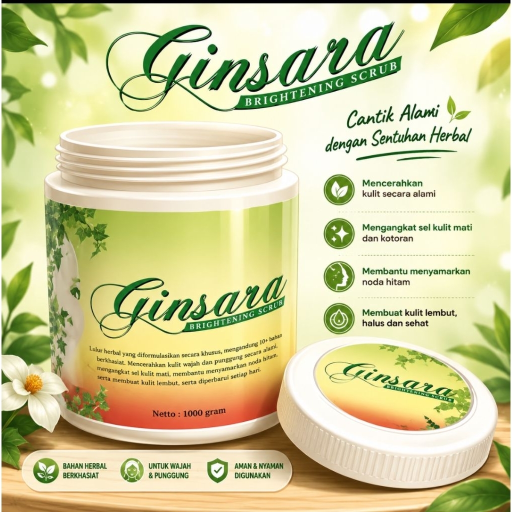 GINSARA 1kg Day Cream Herbal UV Brightening Krim Siang