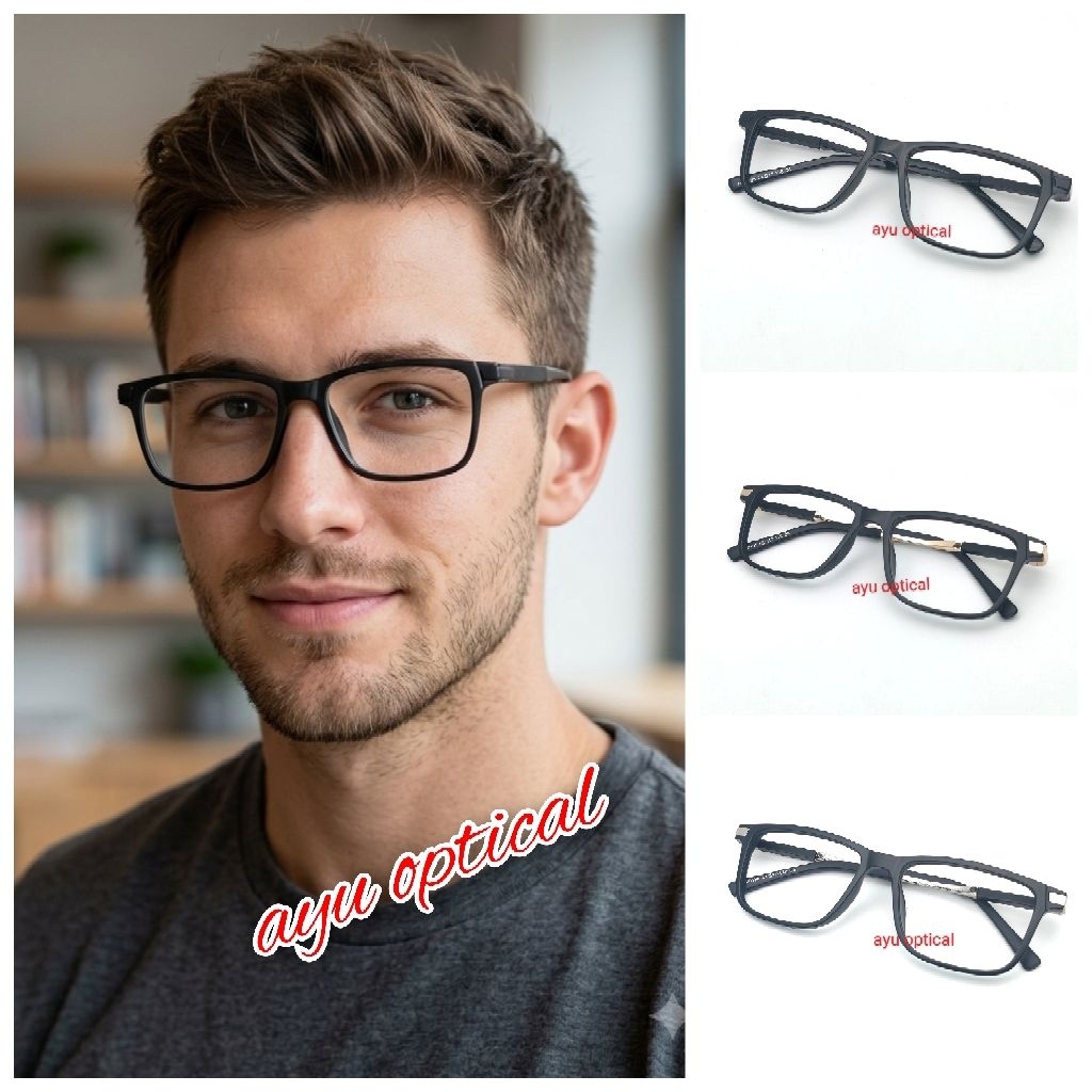 kacamata pria kotak bisa request minus, normal dan slinder frame MB 0195