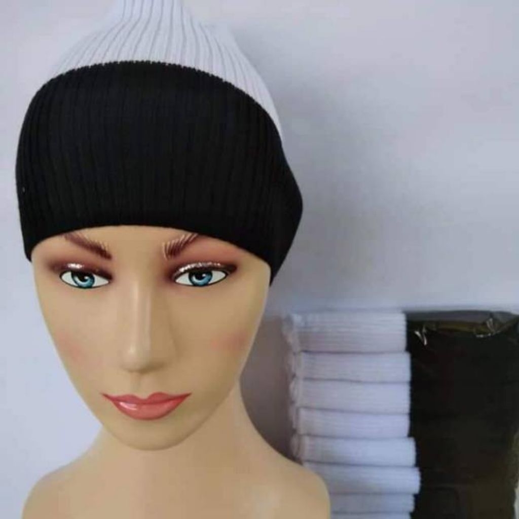 paket 10 pcs Ciput Rajut hitam putih Anti Pusing, Lembut, dan Elastis untuk Wanita