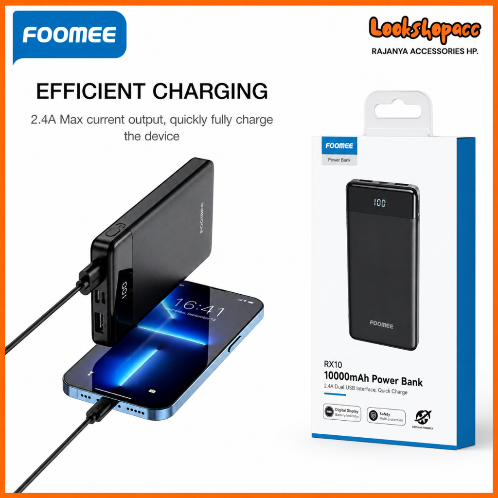 FOOMEE RX10 PowerBank 10000mAh 2.4A Power Bank Original Foomee