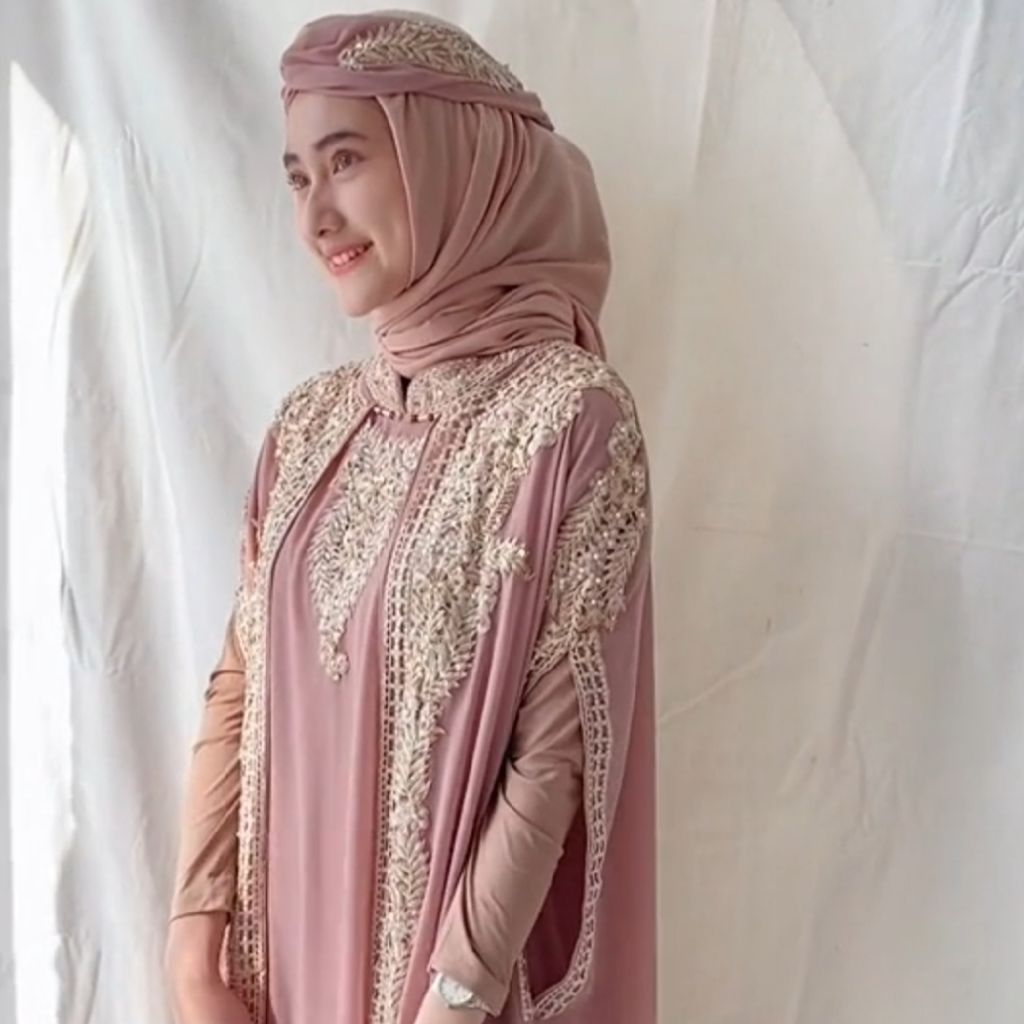 BY_AYUMNA KAFTAN/ABAYA DUBAI DRESS MUSLIM MAHERA "GRATIS" INNER DAN TURBAN - GAMIS PESTA ELEGAN BISA