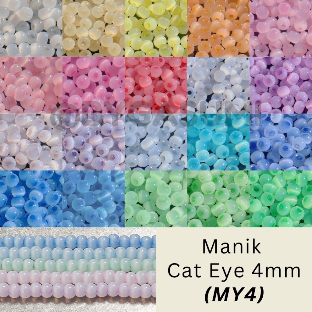 (MY) Manik Premium Ukuran Seragam 4 mm 6/0 Cay Eyes Ceramic Glass Seed Beads Berkilau Mata Kucing Ka