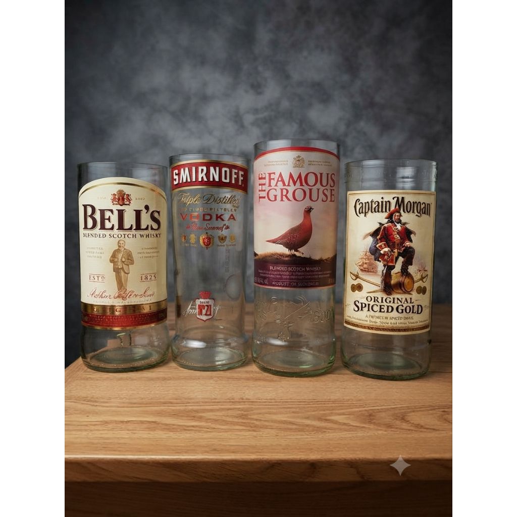 Gelas Estetik Handmade dari Botol Kaca Bekas | Gelas Vas Bunga Kado Souvenir Unik & tempat lilin Ram