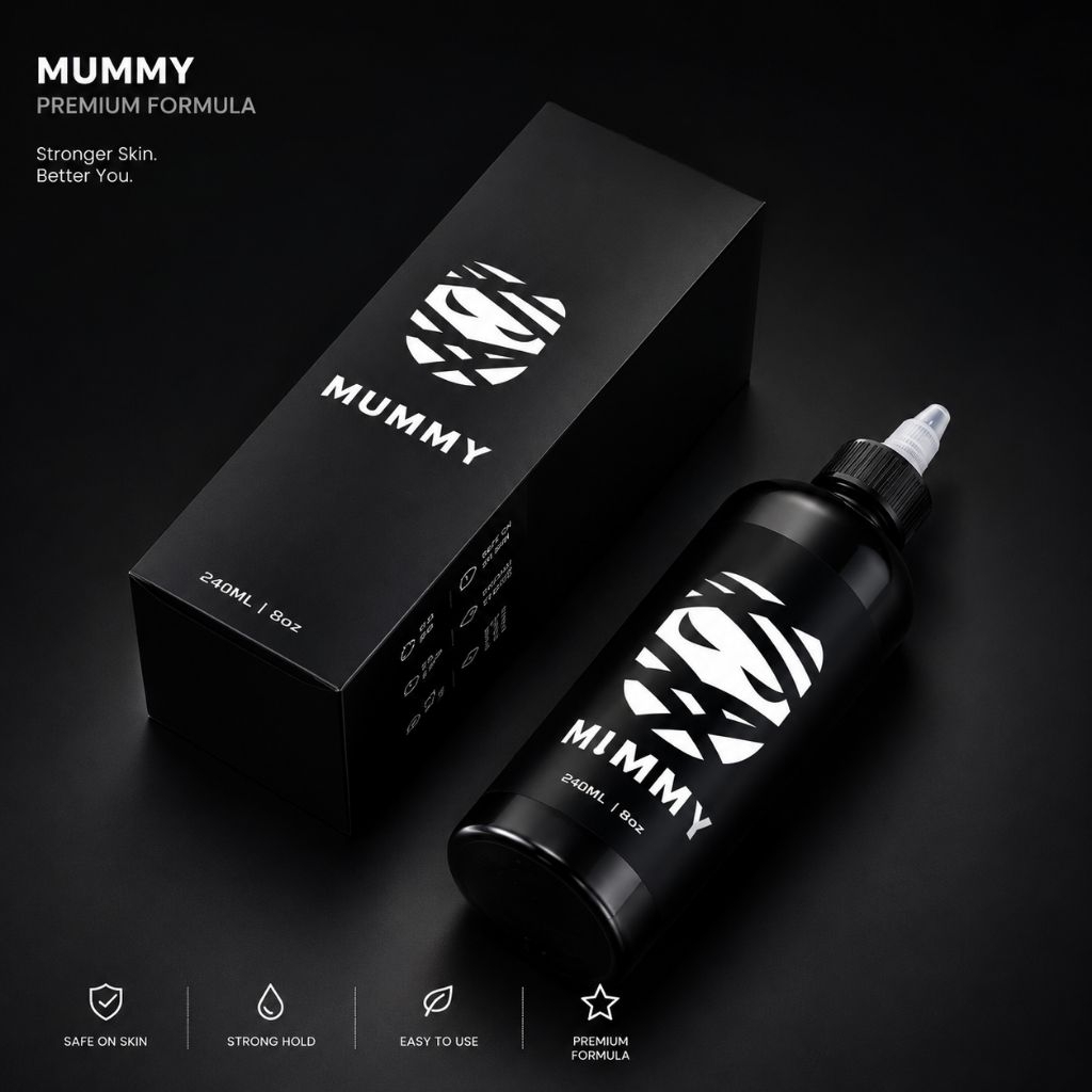 TINTA TATO MUMMY Triple Black Tattoo Ink 240ml (8oz) – Tinta Tattoo Hitam Pekat Premium