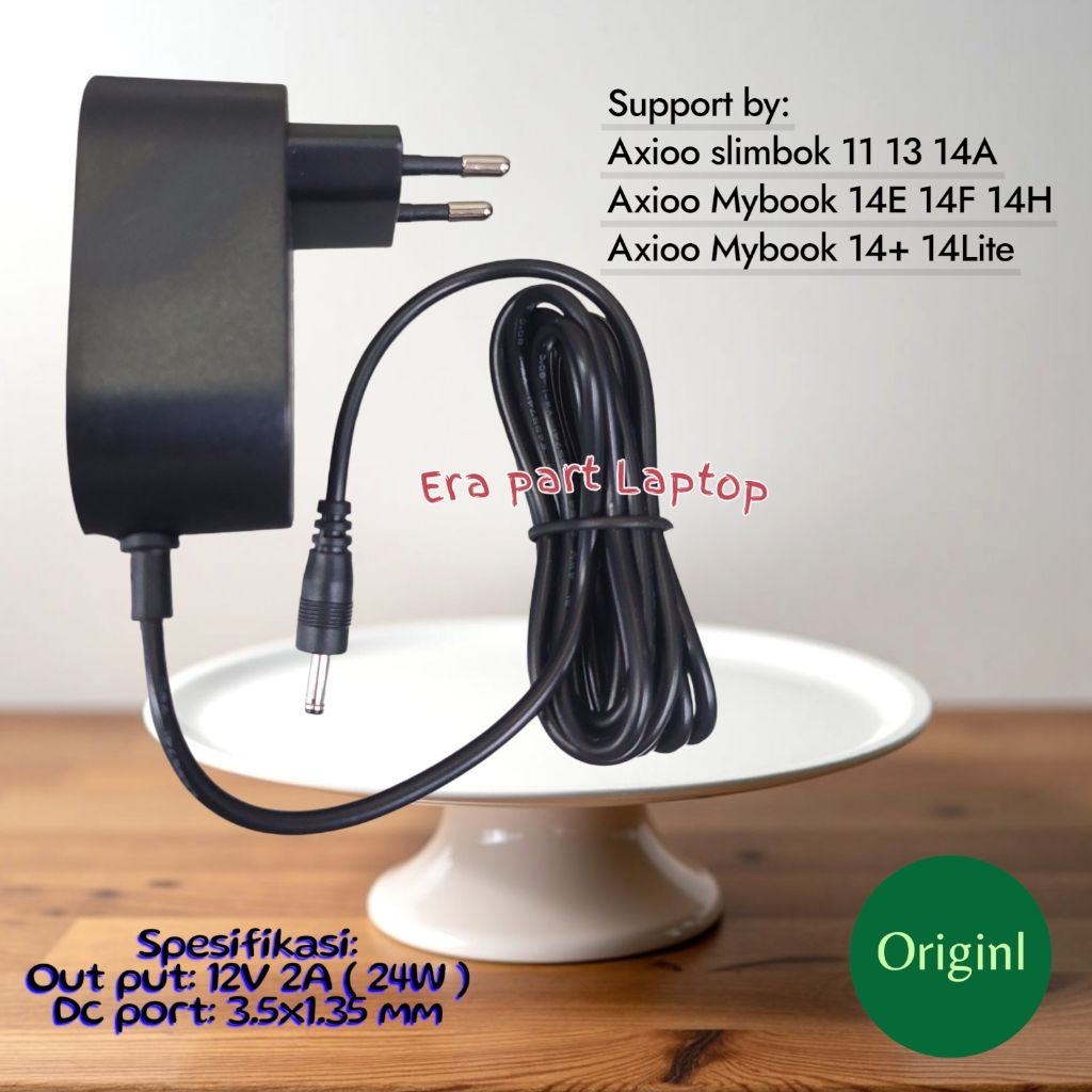 Adaptor Charger Axioo Mybook 14H Model PN1305P/2180M,PN1305P/2190M 12V 2A 24W ORI