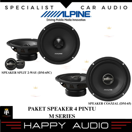 Paket Speaker 4 Pintu ALPINE M Series SPEAKER SPLIT 2-WAY (DM-65C) + SPEAKER COAXIAL (DM-65) Origina