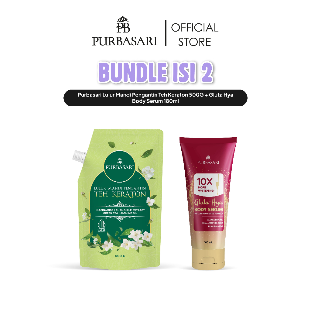 [SUPER BRIGHTENING] Purbasari Body Serum Glutathione 180ML + Lulur Mandi Pengantin 500GR