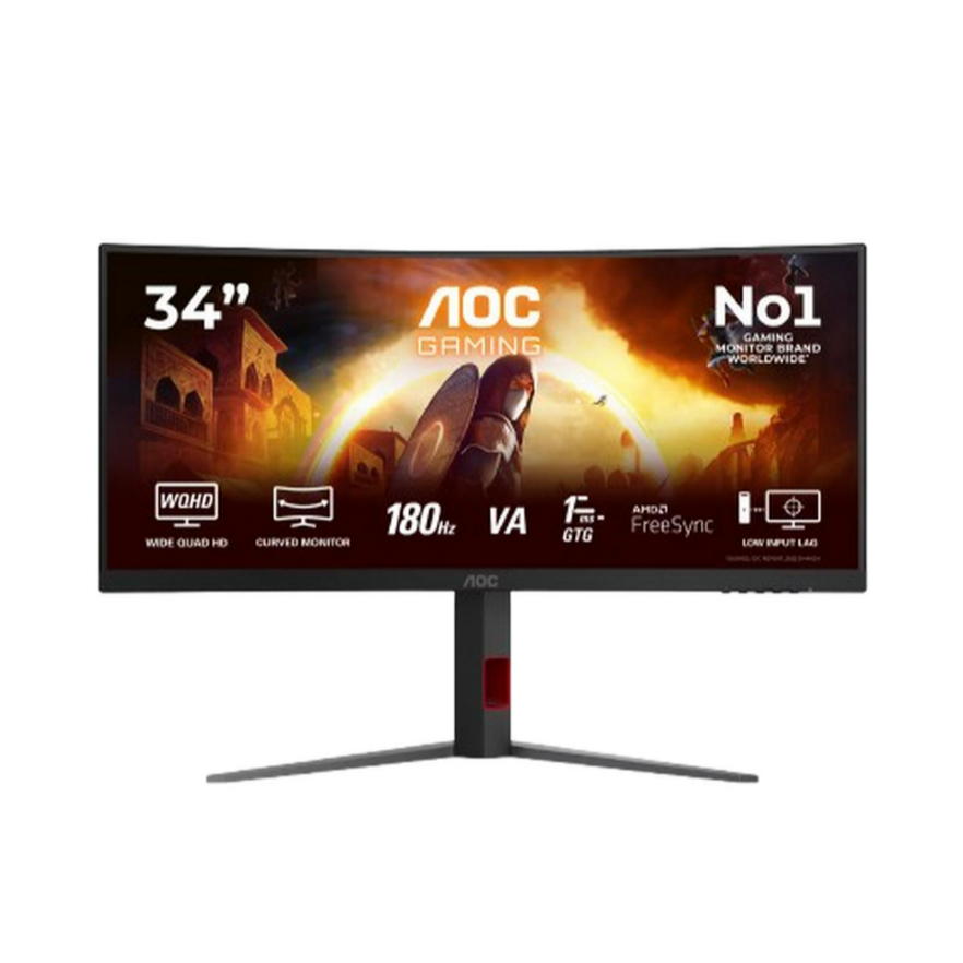 AOC CURVED GAMING MONITOR 34 INCH WQHD 1440P 1MS 180HZ