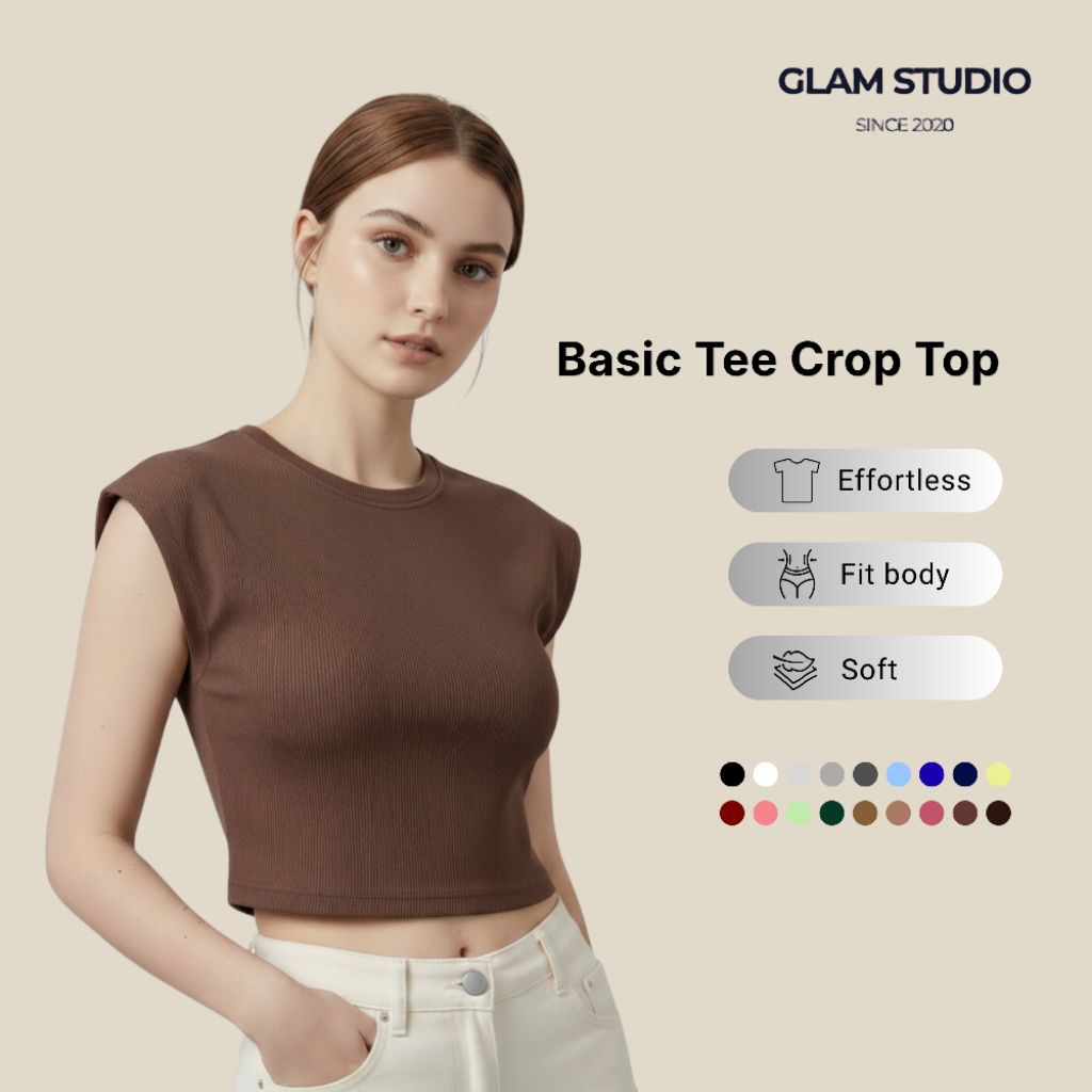 Glam Studio - Basic Tee Crop Top Lengan Pendek ( CT 026 )