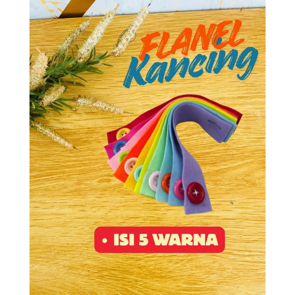 Mainan Edukasi Mengancing Flanel Kancing isi 5 warna Untuk Anak Balita
