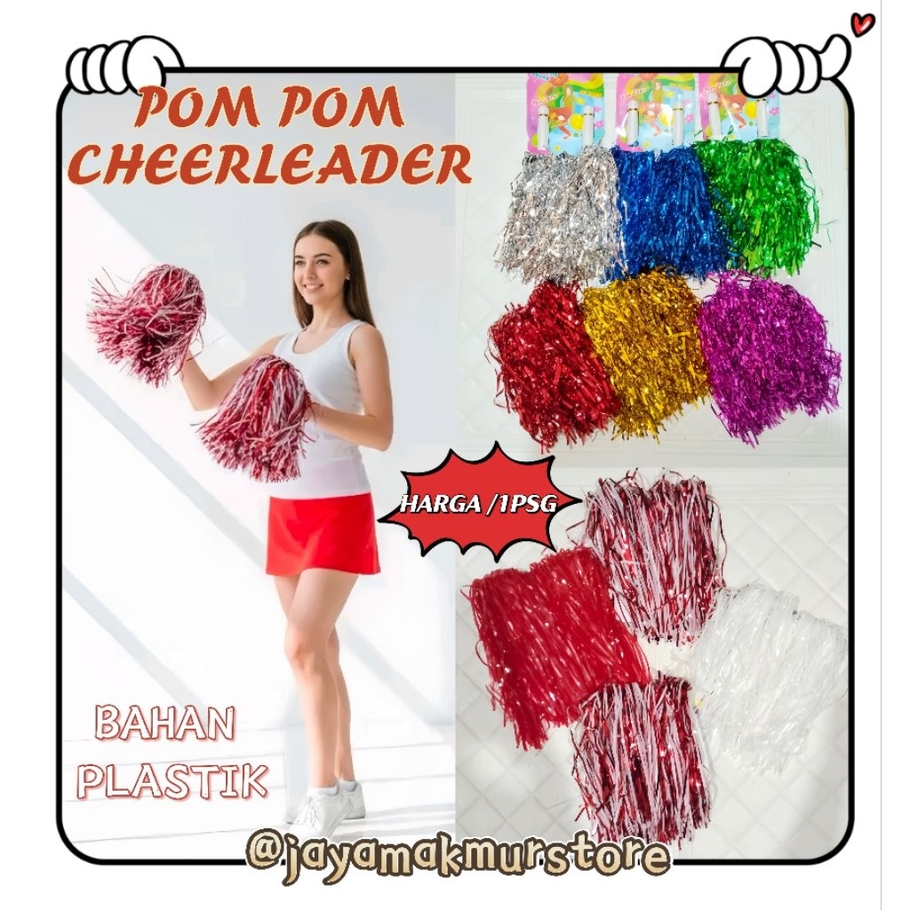 (1PSG) POM POM CHEERLEADER RUMBAI / POM POM TARI / POM POM WARNA WARNI / POM POM CHEERLEADER METALIK