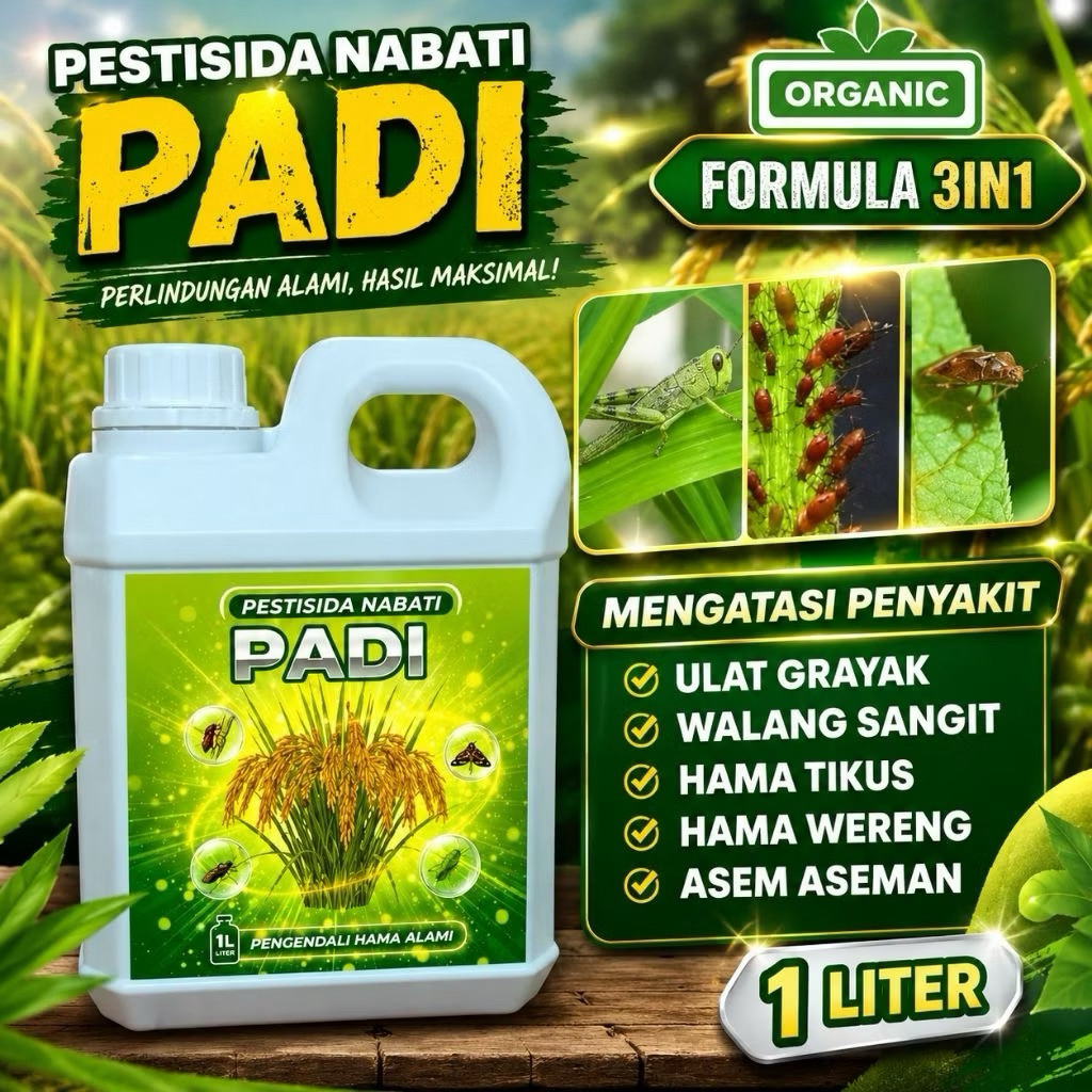 pestisida nabati  padi PESTISIDA NABATI premium formula organik 4in1 pembasmi hama tanaman padi, plu