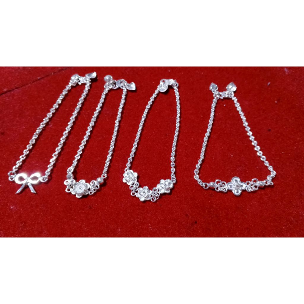 Gelang tangan perak anak & dewasa motif medan kombinasi