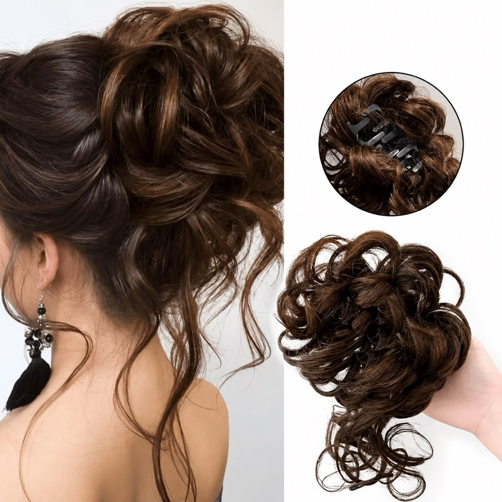 Jepit Rambut Palsu Wig Wanita (Curly Tail/Ikal Ekor) Elegan Premium Jedai Wig Rambut Hair Bun Cepol 