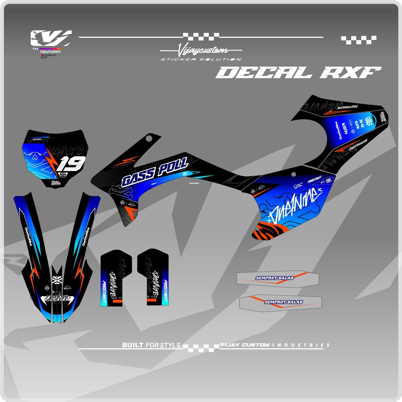 Decal Stiker Trail Mini Rxf 50cc  110cc superglosy doff presisi