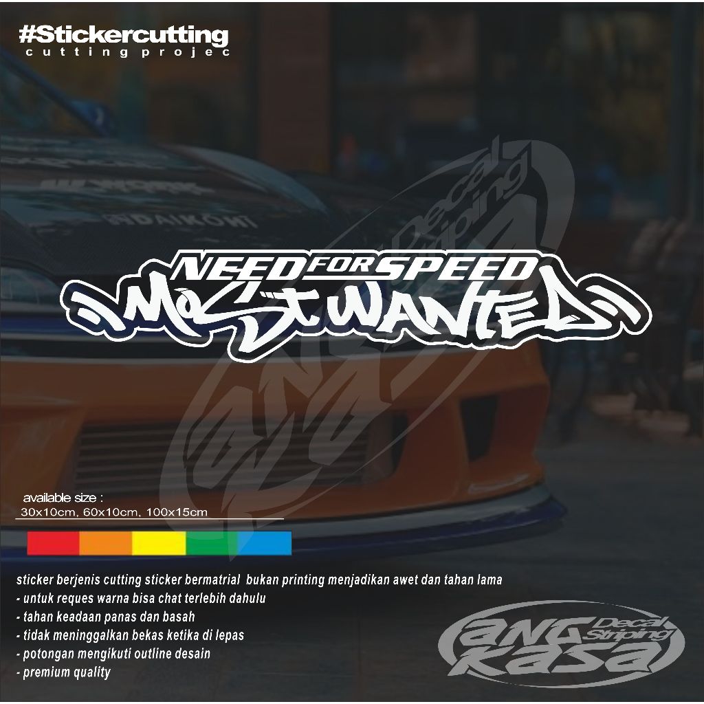 stiker kaca mobil sticker cutting NFS MOST WANTED, stiker keren kaca stiker kaca mobil keren
