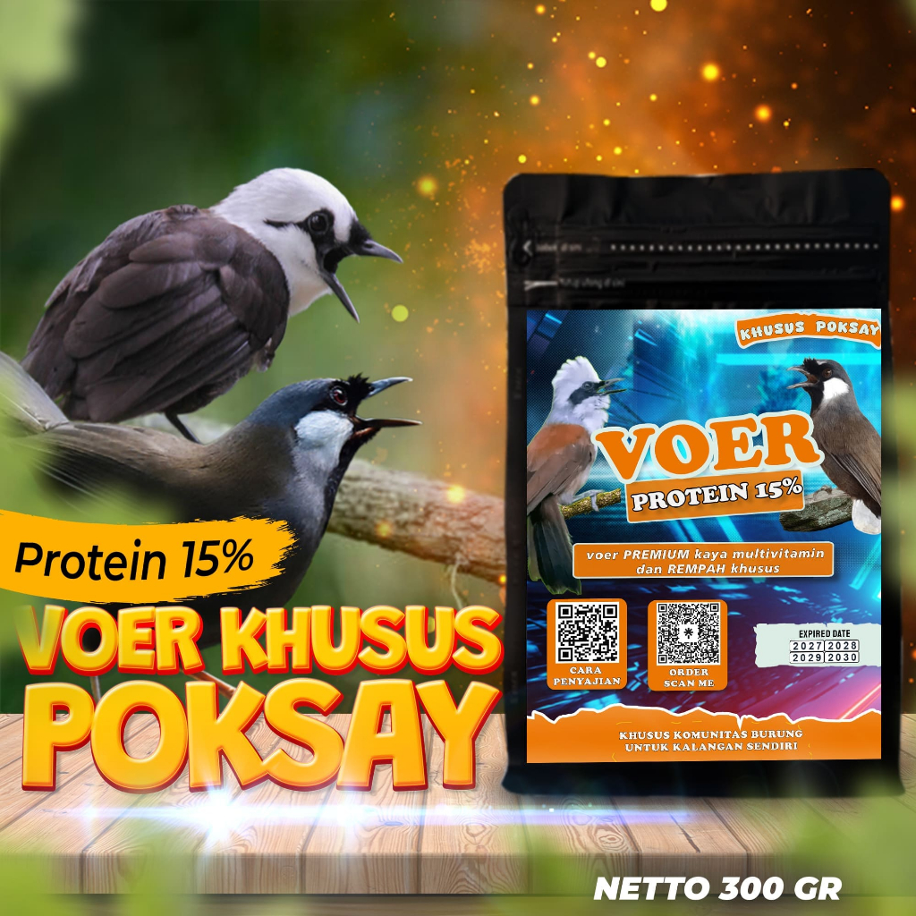 MAKANAN BURUNG POKSAY | VOER BURUNG POKSAY | VOER HARIAN | VOER NUTRISI KOMPLIT | VOER HARIAN KHUSUS
