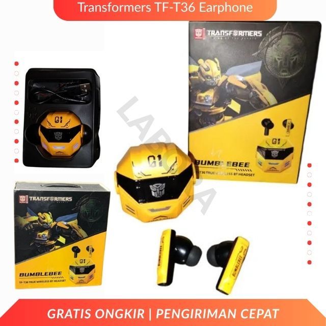 LS - Transformers TF-T36 Earphone True Wireless BT Headset Kuning Motif Bumblebee | TWS TF-T36 aya T