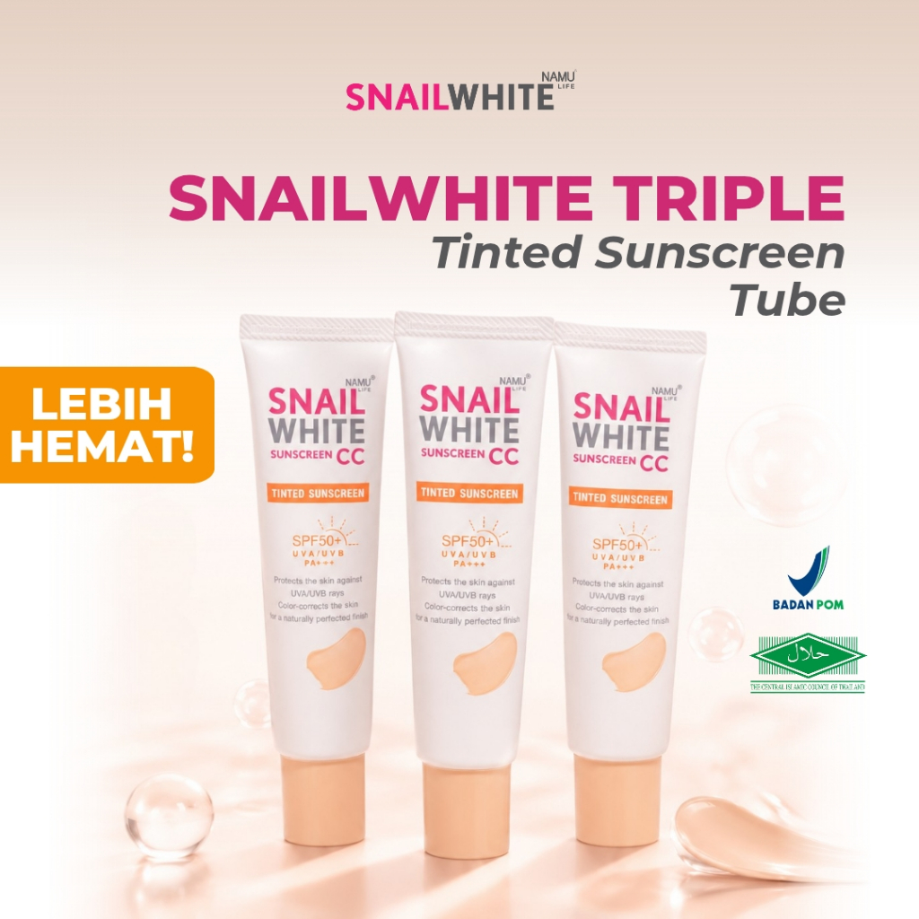 Snailwhite - Triple Sunscreen CC Cream Whitening Thailand 30ml SPF 50+/PA+++ Perlindungan Sinar Mata
