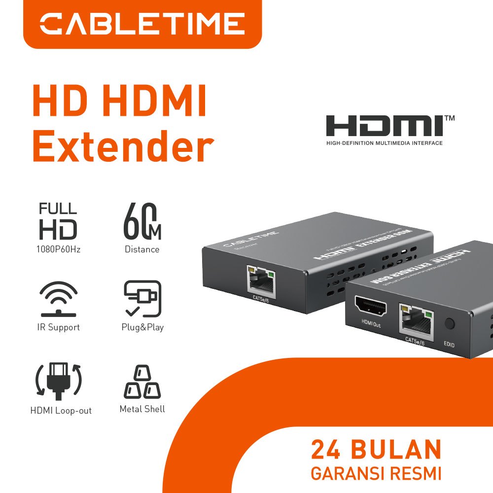 CABLETIME HDMI Extender Over LAN Cable HDMI for Industrial