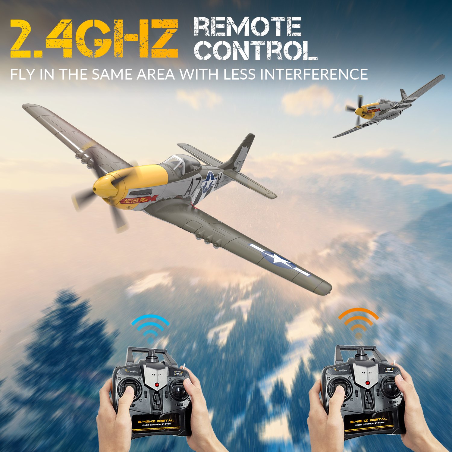 volantex exhobby rc plane brushless P51D mustang 2.4ghz 4CH gyroscope RTF - pesawat rc 76802 one key