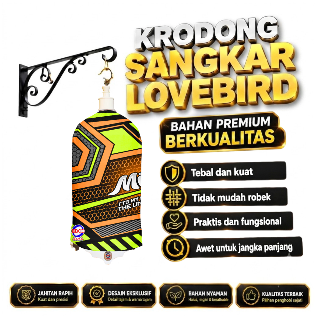 Kerodong Sangkar Lovebird Ebod Jaya Full Printing - Krodong Burung Lovebird Kapsul Resleting Bahan T