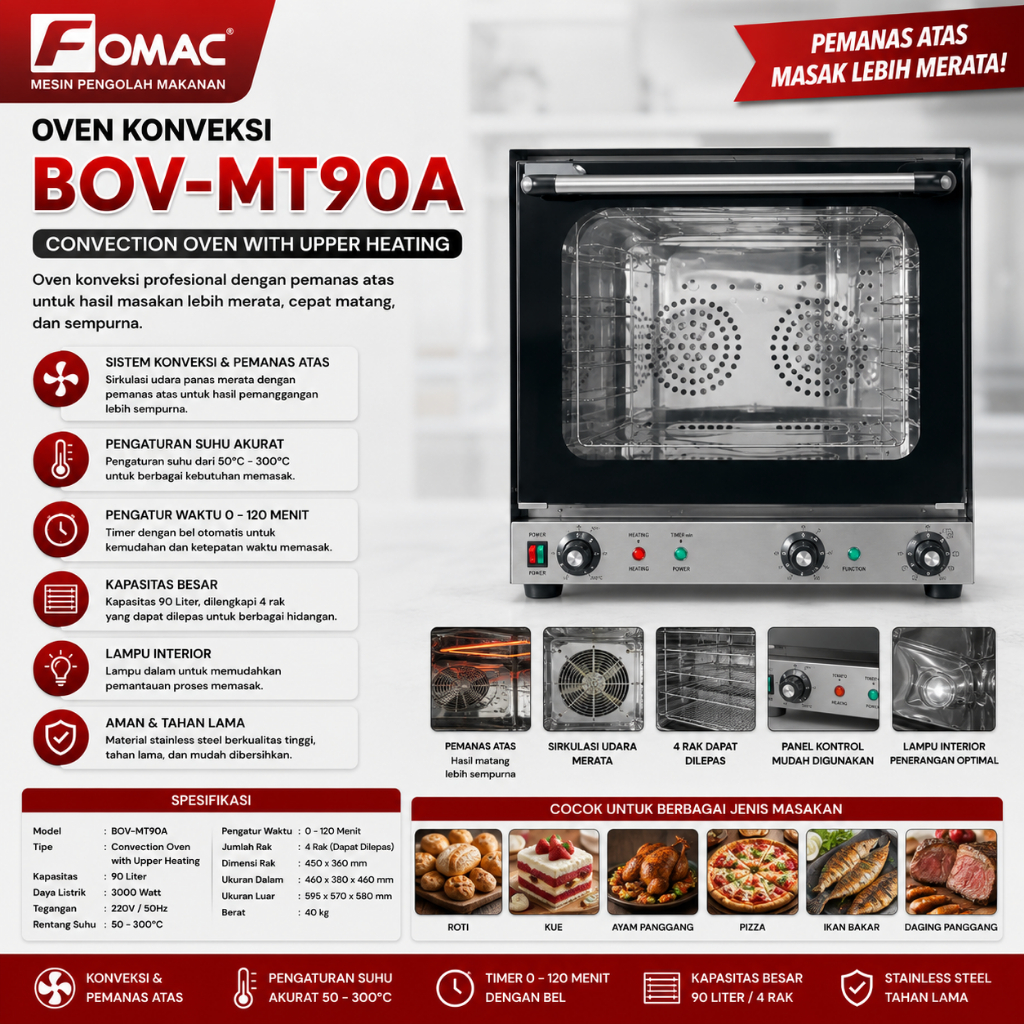 FOMAC OVEN KONVEKSI / CONVECTION OVEN WITH UPPER HEATING (FOMAC) BOV-MT90A