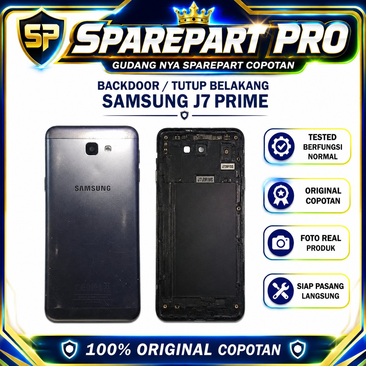 BACKDOOR HOUSING + BUZER DAN FLEXIBEL ON OFF SAMSUNG J7 PRIME ORI COPOTAN