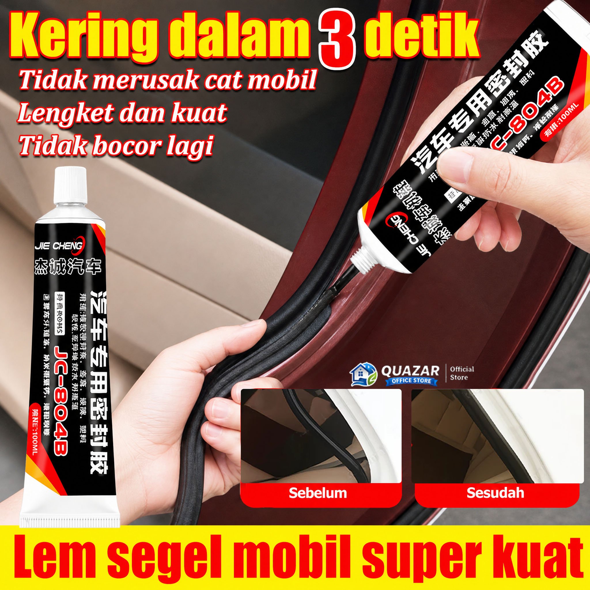 lem silikon lem karet mobil  lem sealer tahan panas lem bemper mobil super kuat Anti Air Cocok untuk