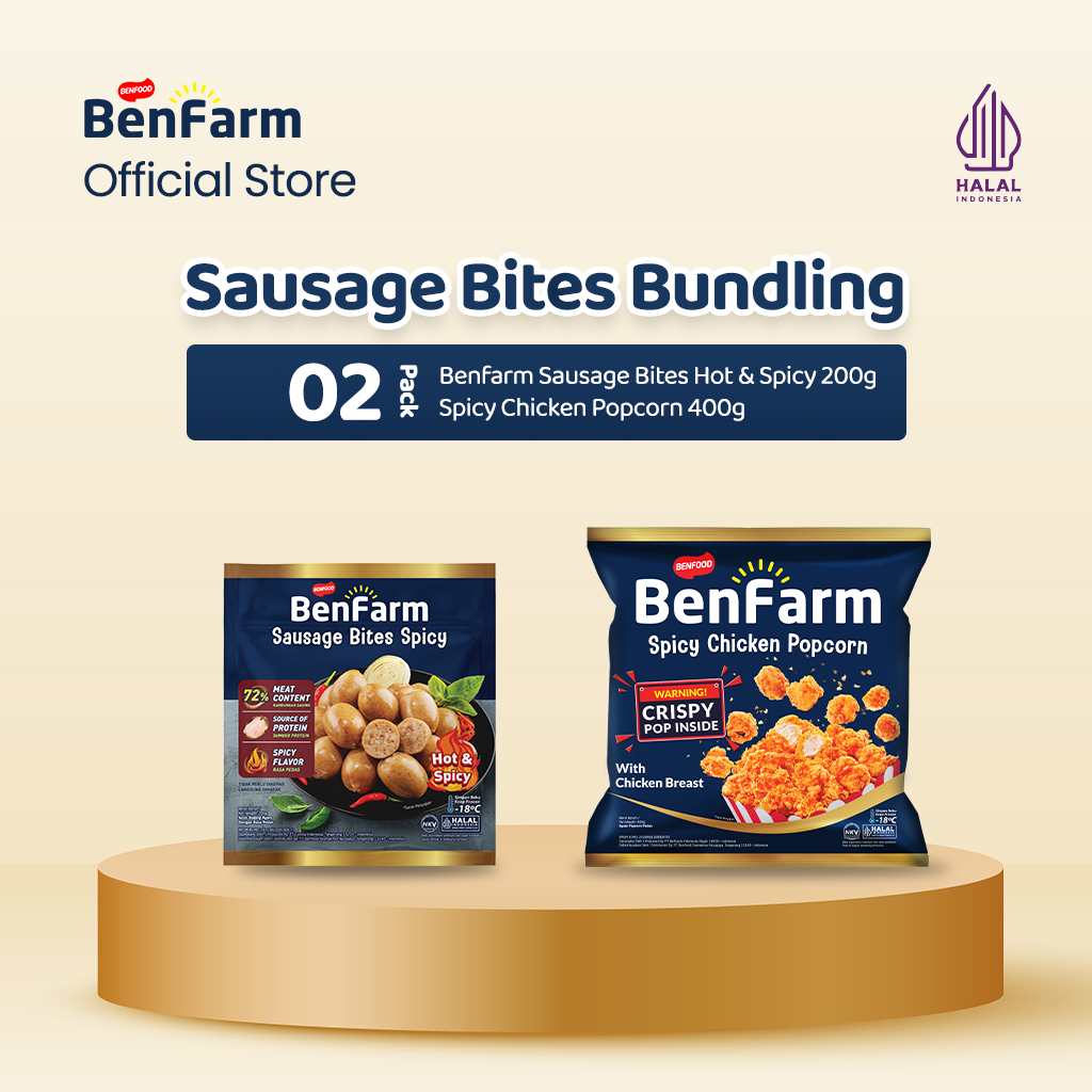 Benfarm Sausage Bites Hot and Spicy & Spicy Chicken Popcorn Package