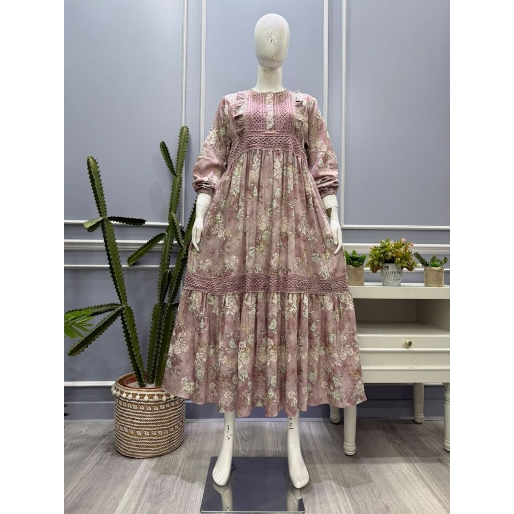 Midi dress salvina ys crespo bordir terbaru