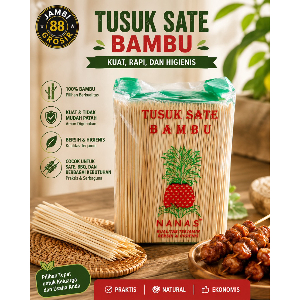 Tusuk Sate Bambu merk NANAS