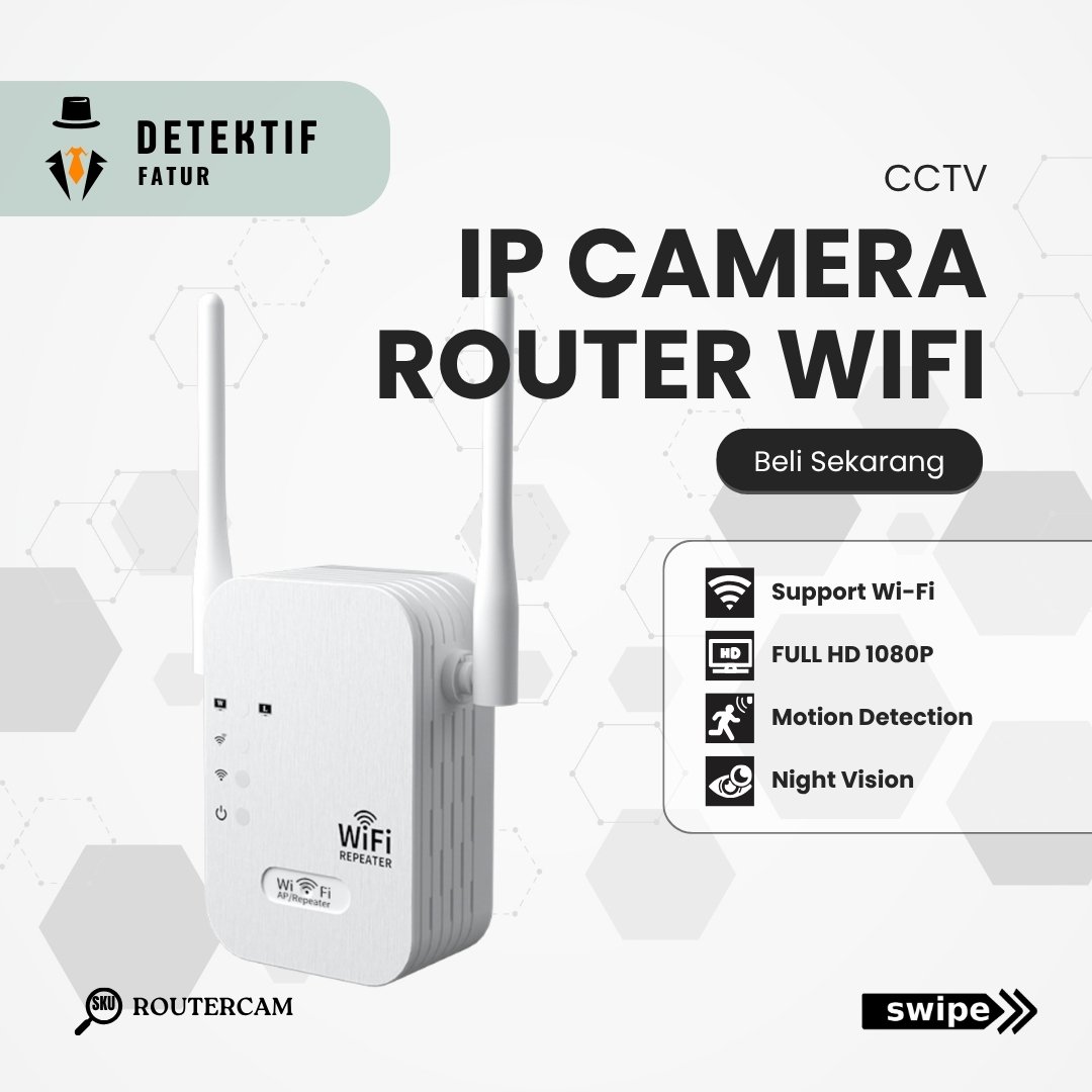 DETEKTIFFATUR ROUTERCAM Smart IP Camera CCTV Repeater Router WiFi 1080P Wireless Portable APP Monito