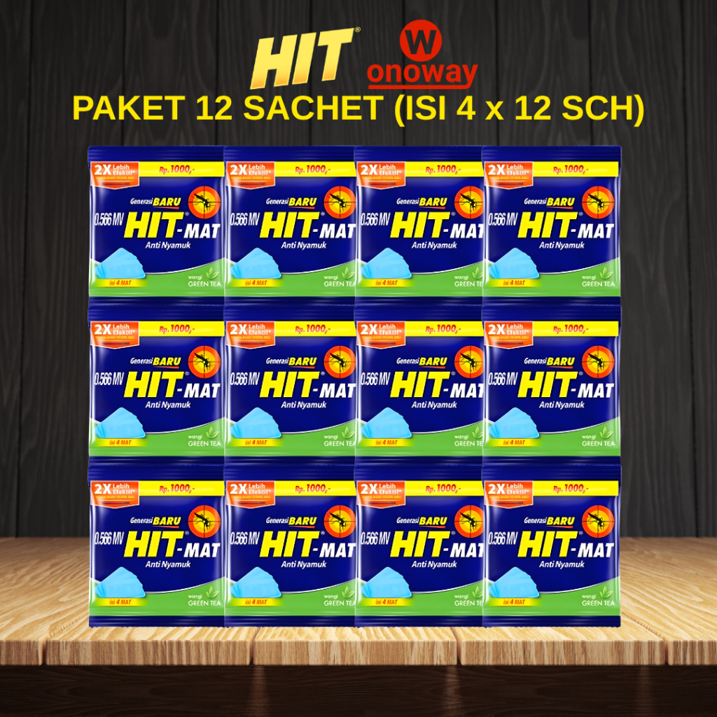 (12 Sachet) HIT Mat Obat Anti Nyamuk Elektrik Refill 4s Kemasan Sachet Paket 4x12 Sachet Grentea