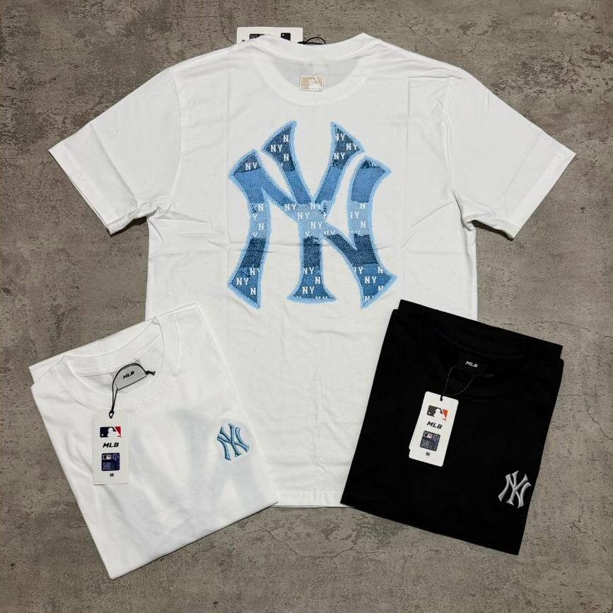 Kaos Branded MLB Ny Embordery BlueDNM Print//Baju Kaos MLB NY Premium//Kaos Branded Unisex