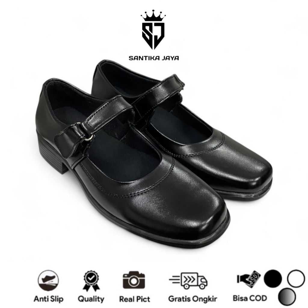 Sepatu Fantofel Wanita Mary Jane Hak Tahu / Sepatu Sekolah, Paskibra & Kerja Bahan Kulit Sintetis Pr