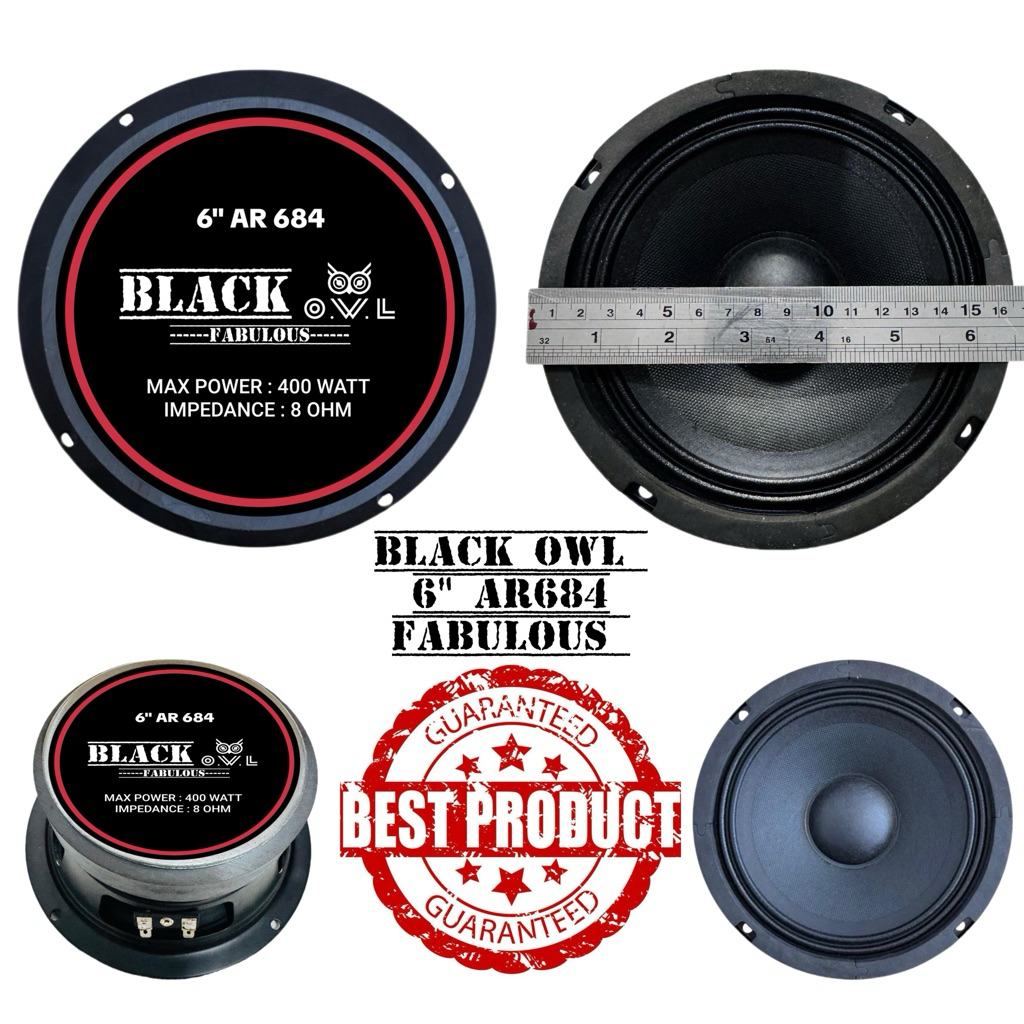 BLACK OWL 6” AR 684 fabulous driver speaker 6 inch array 400 watt 8 ohm komponen speaker